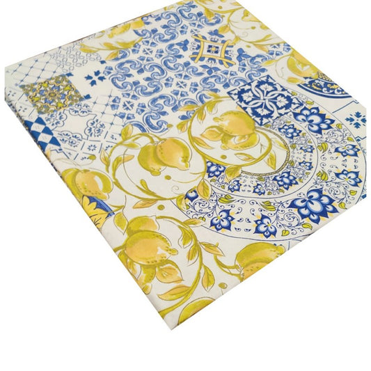 Tovaglia Positano con maioliche 100% cotone produzione Italiana Pezzoli
