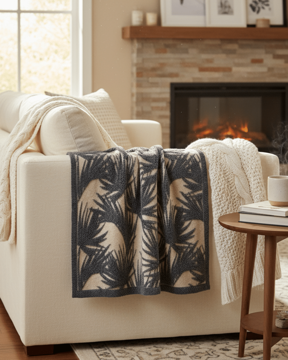 Coperta Palma lana cotta produzione artigianale misura 150x190