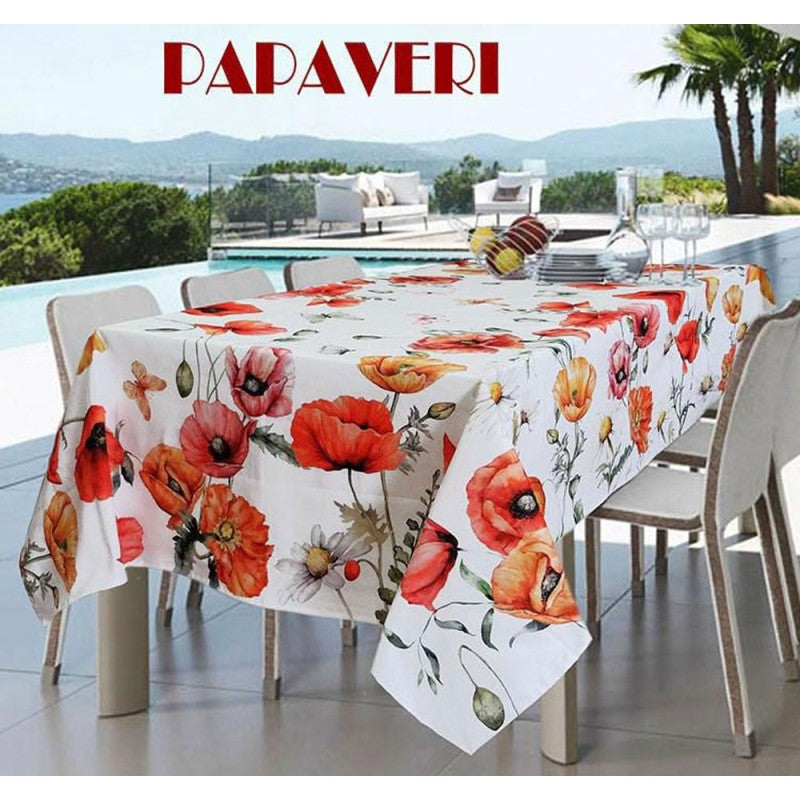 Tovaglia cotone digitale Papaveri produzione italiana Pezzoli