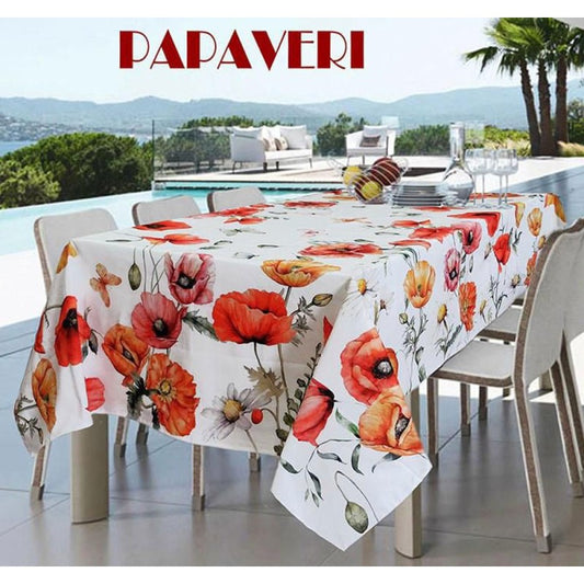 Tovaglia cotone digitale Papaveri produzione italiana Pezzoli