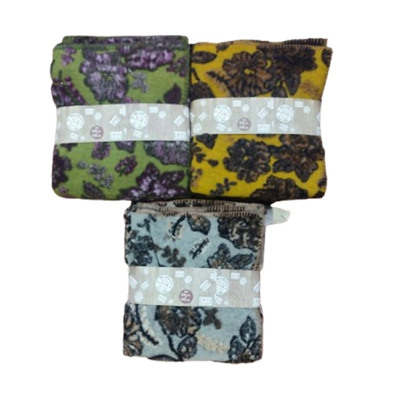 Plaid lana cotta con foglie e fiori produzione italiana Perlatex