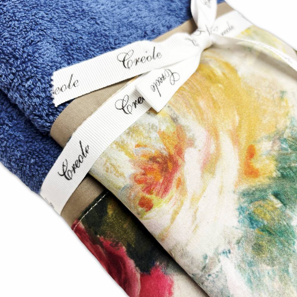 Coppia asciugamani CREOLE Camelia di diversi colori produzione Artigianato Toscano