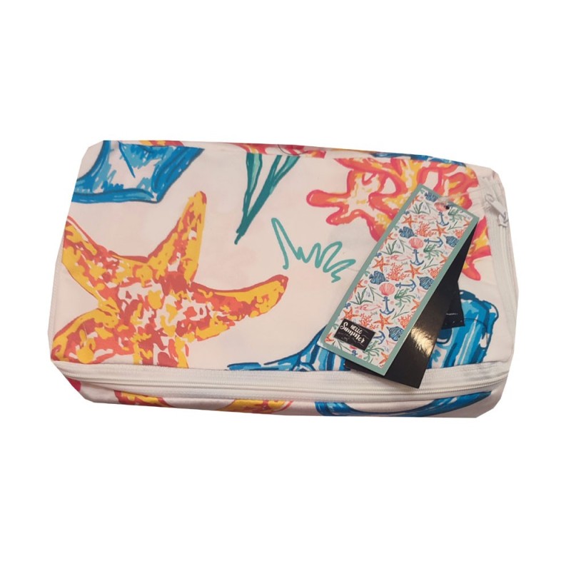 TELO MARE LETTINO CON TASCHE E CUSCINO GONFIABILE 70X185CM HELLO SUMMER VARI DISEGNI HOME SWEET HOME