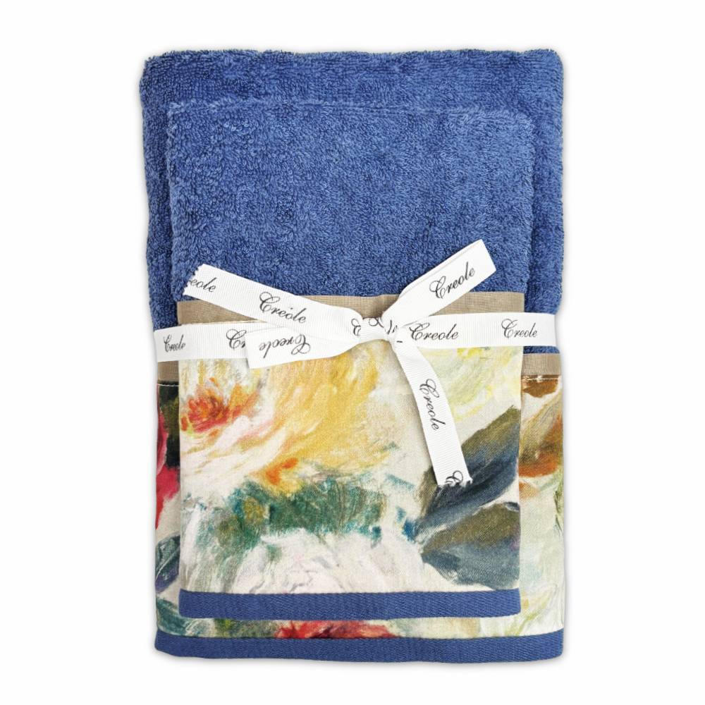 Coppia asciugamani CREOLE Camelia di diversi colori produzione Artigianato Toscano