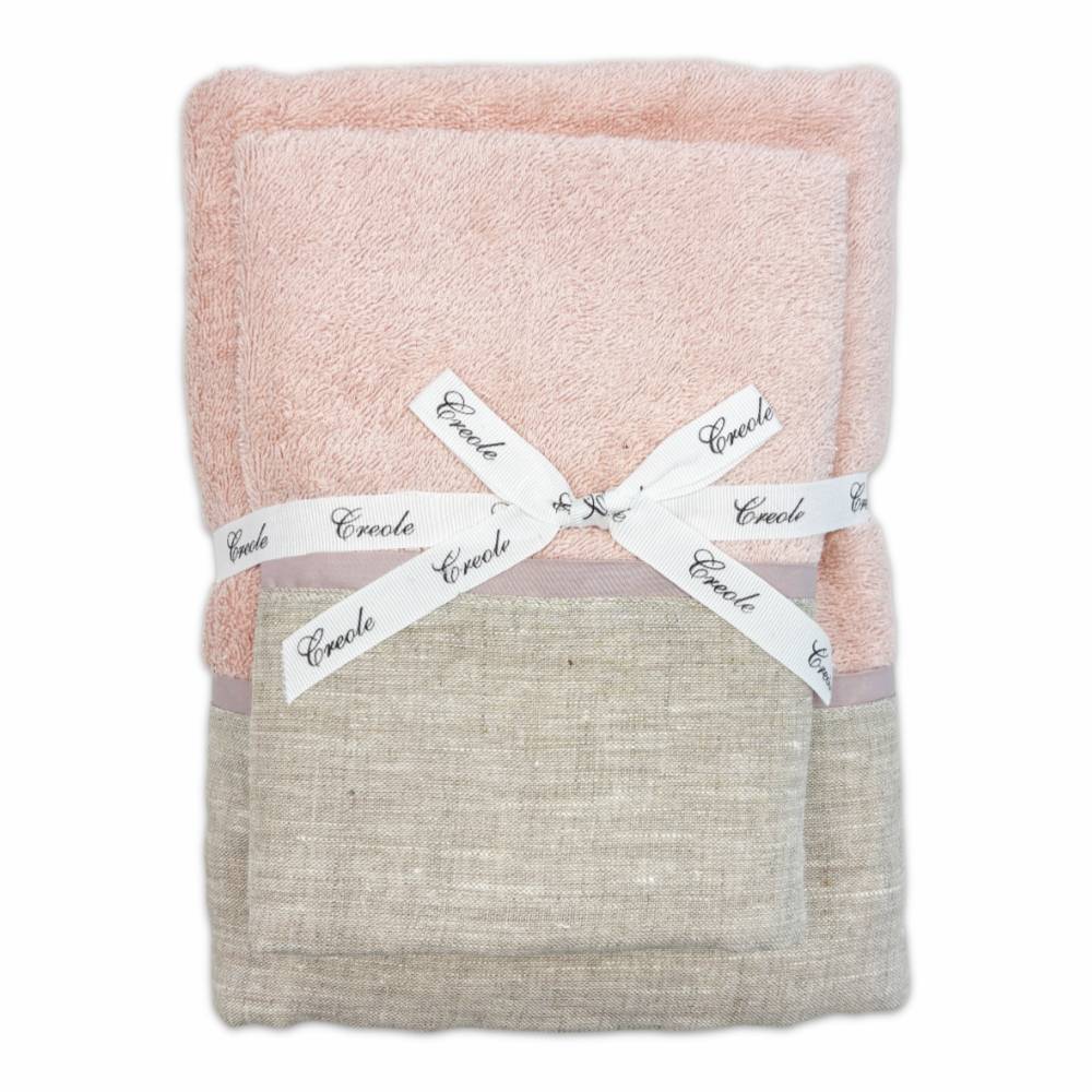 Coppia asciugamani CREOLE profilo Lino su diverse colorazioni produzione artigianale Toscane