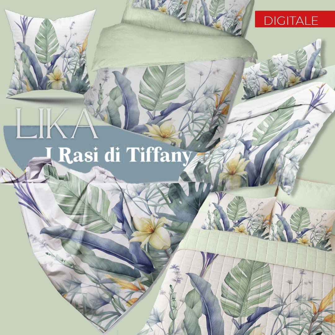 Trapuntina Lika , completo letto, telo arredo, e cuscini collezione  Tiffany, produzione italiana Sghome