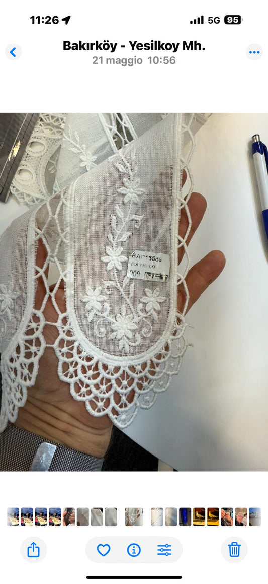 Tendina tirolese h 60 Nuova  macramè e ricamata in rilievo .In arrivo a ottobre