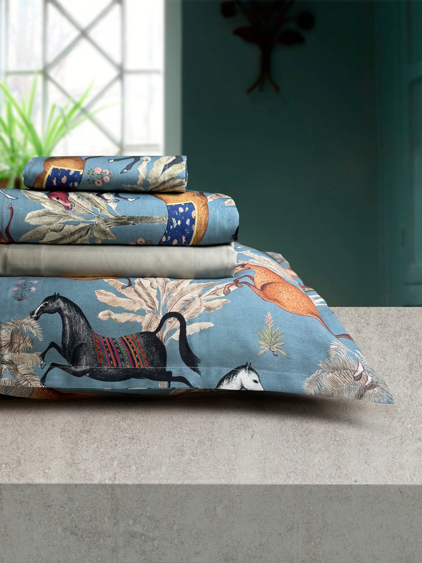 Completo Lenzuola CREOLE Max Matrimoniale 100% raso di cotone produzione artigianato Toscano