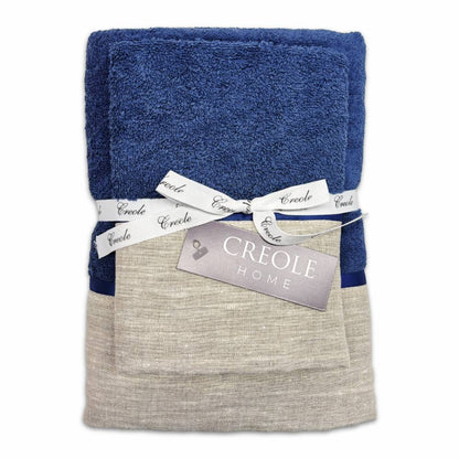 Coppia asciugamani CREOLE profilo Lino su diverse colorazioni produzione artigianale Toscane