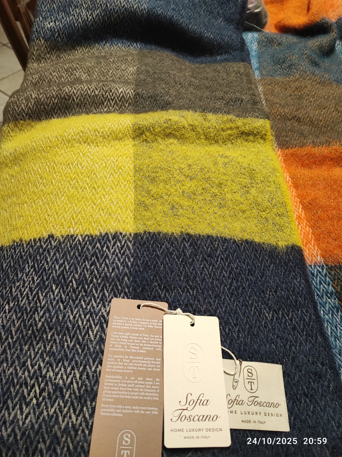 Plaid Sofia Toscano  home luxury design 180x140 Lana e Mohair