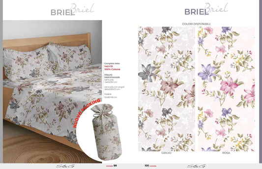 Completo  Lenzuola Briel  100% cotone arrotolato prodotto italiano Sghome