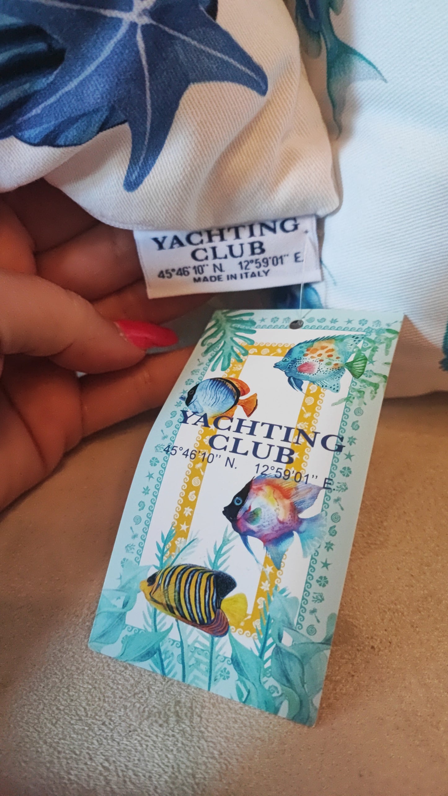 Cuscini con interni disegni mare produzione italiana misura 50x50 linea Yatching club