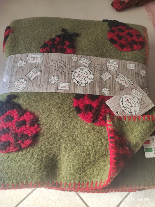 Plaid lana cotta Coccinelle In rilievo produzione artigianale Toscana Perlatex