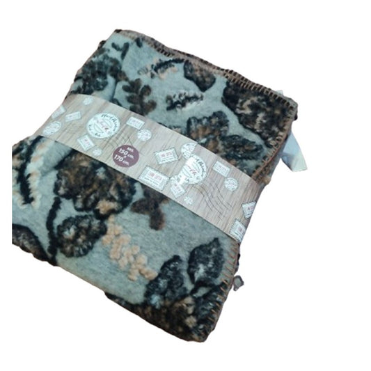 Plaid lana cotta con foglie e fiori produzione italiana Perlatex