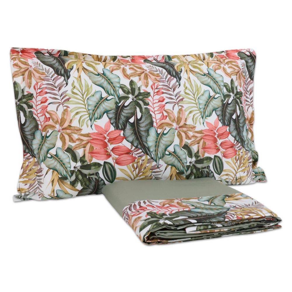 Completo Lenzuola CREOLE Balza Viviane Verde Matrimoniale produzione Artigianato Toscano