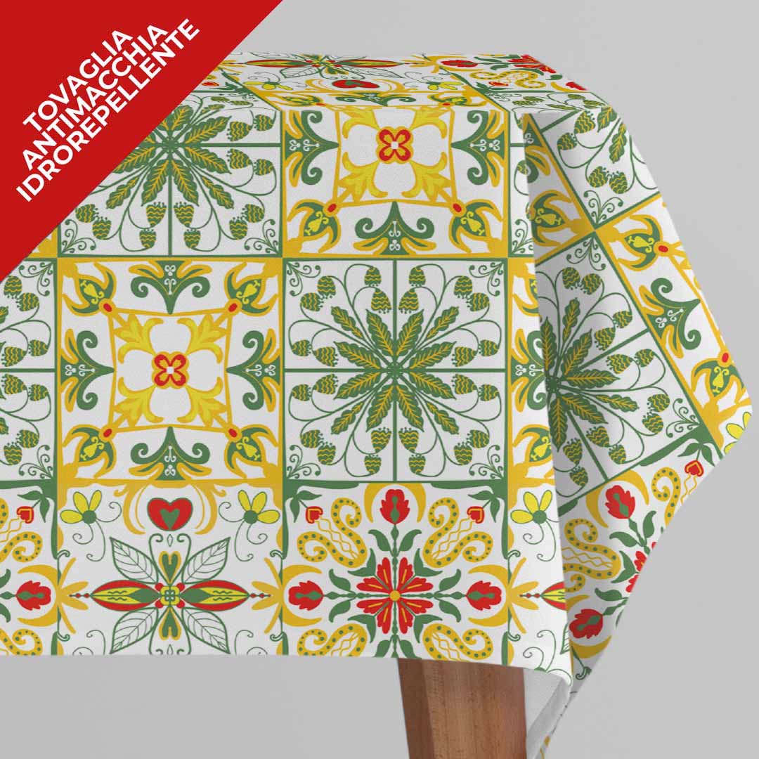 Tovaglia idrorepellente disegno Maiolica