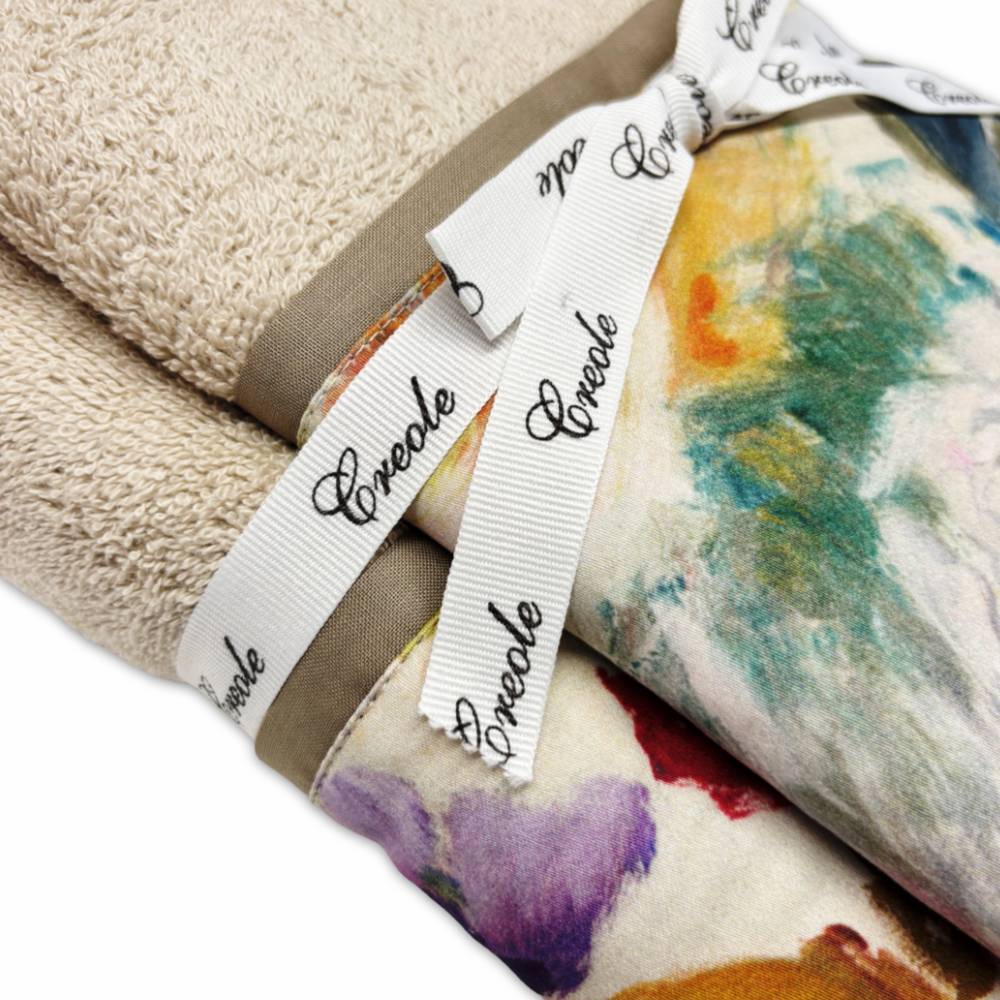 Coppia asciugamani CREOLE Camelia di diversi colori produzione Artigianato Toscano