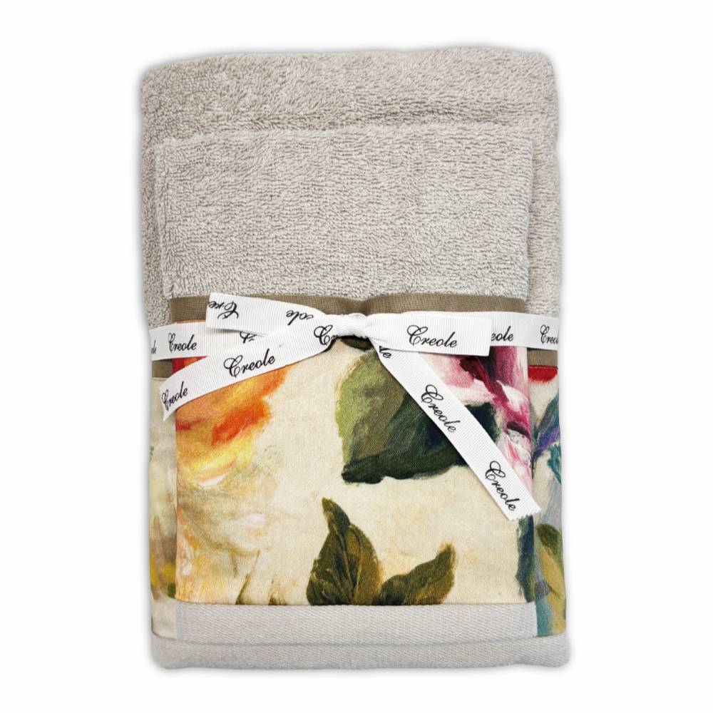 Coppia asciugamani CREOLE Camelia di diversi colori produzione Artigianato Toscano