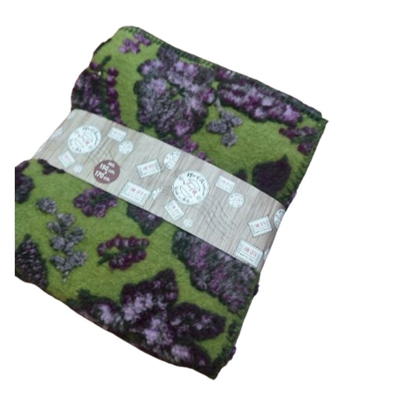 Plaid lana cotta con foglie e fiori produzione italiana Perlatex