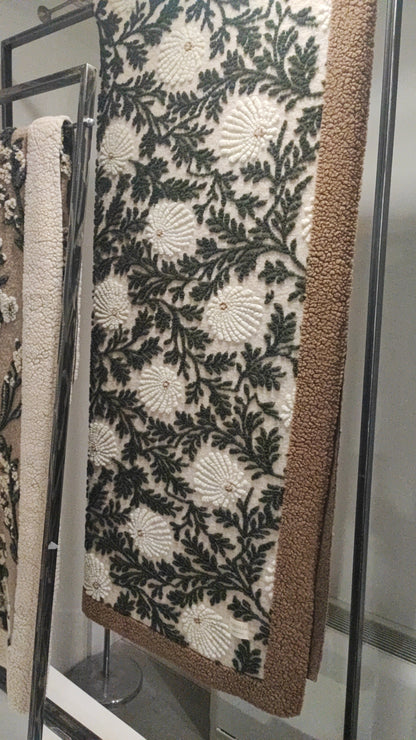 Plaid Alma in Lana Cotta 150x200 produzione artigianale Toscana lavorazione in rilievo di Cleore