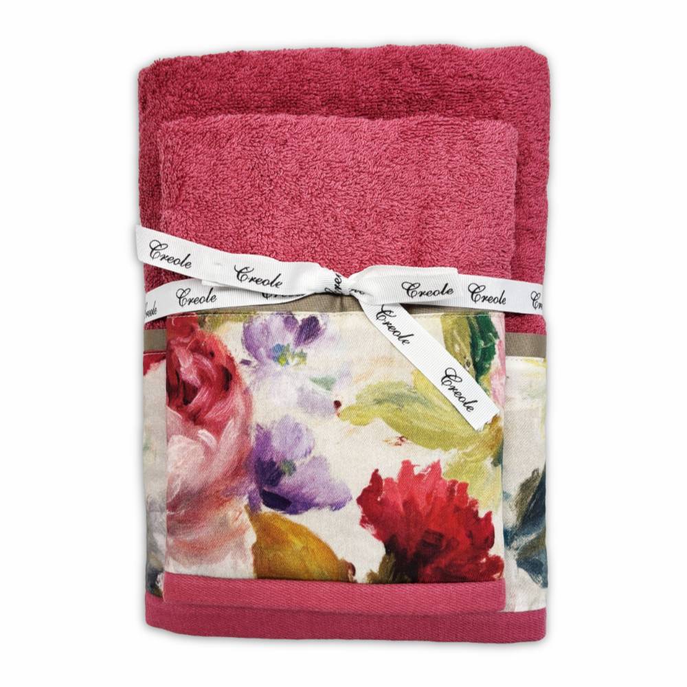 Coppia asciugamani CREOLE Camelia di diversi colori produzione Artigianato Toscano