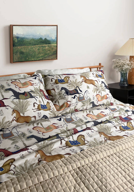 Completo Lenzuola CREOLE Max Matrimoniale 100% raso di cotone produzione artigianato Toscano