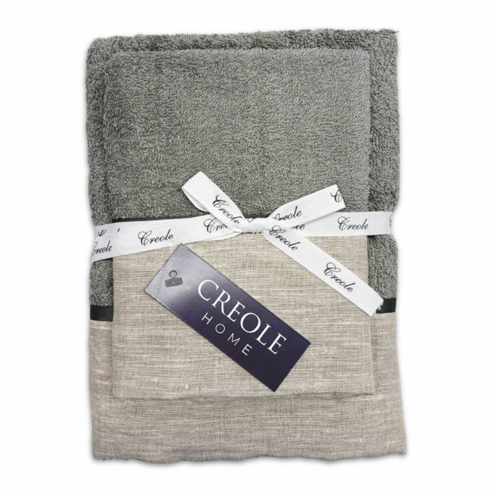 Coppia asciugamani CREOLE profilo Lino su diverse colorazioni produzione artigianale Toscane