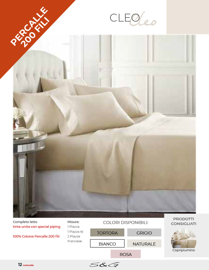 Completo letto Cleo, Percalle 200fili